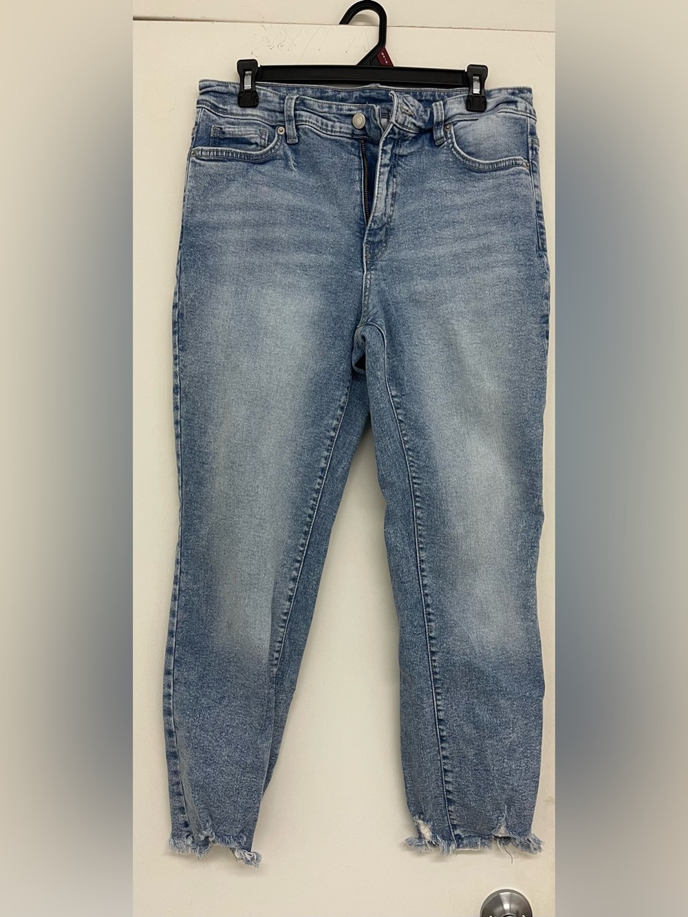 Time and Tru Light Blue Skinny Jeans with Frayed Hem